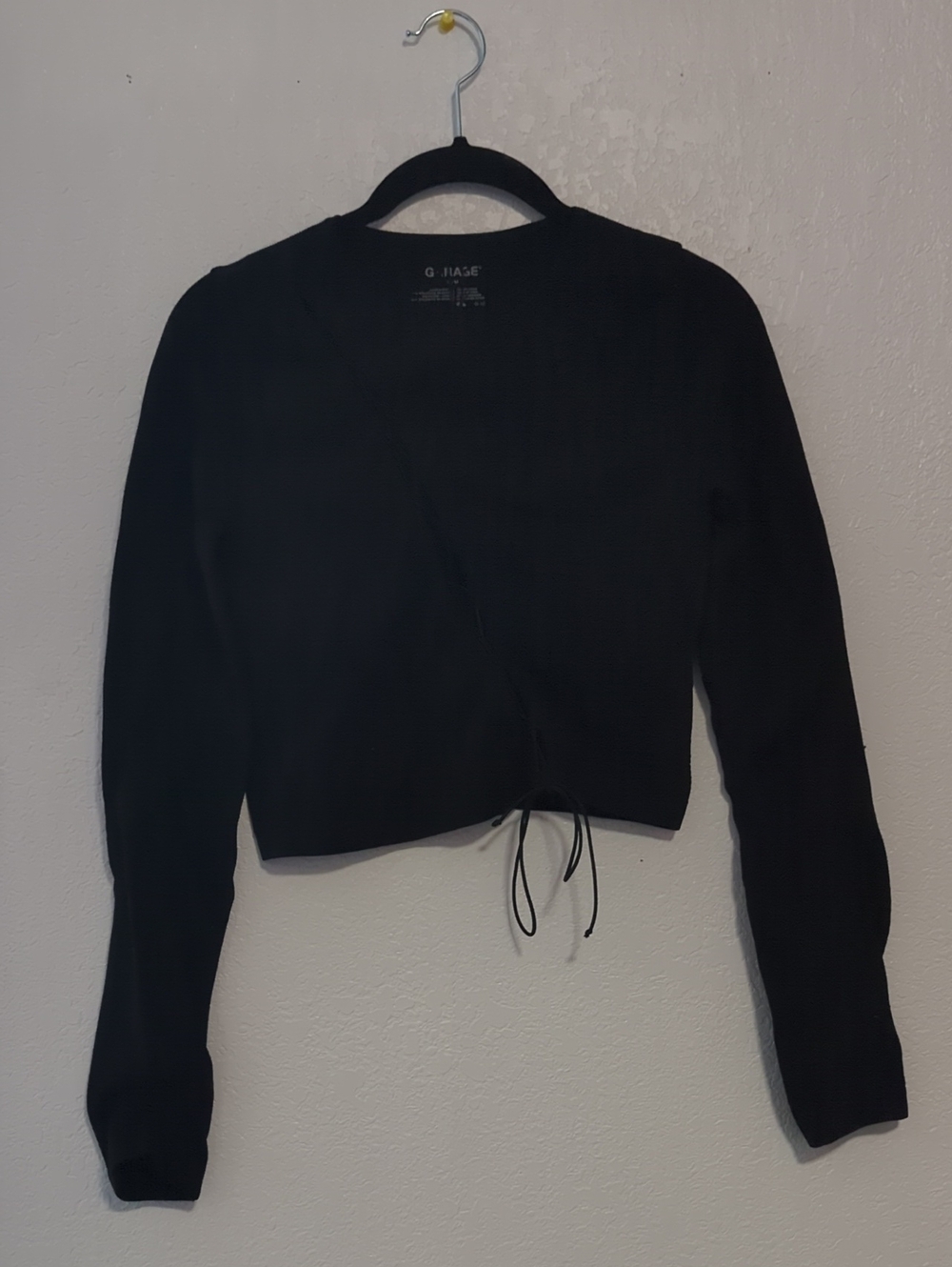 Garage Black Women's Cropped Wrap Top Size Medium